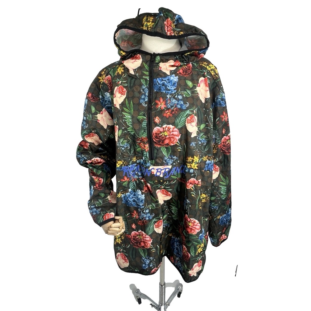 Reason Brand Mens Hooded Windbreaker Jacket Size 3X Lightweight Floral Pullover